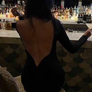 LULUS Black knee-length, bodycon dress with open back